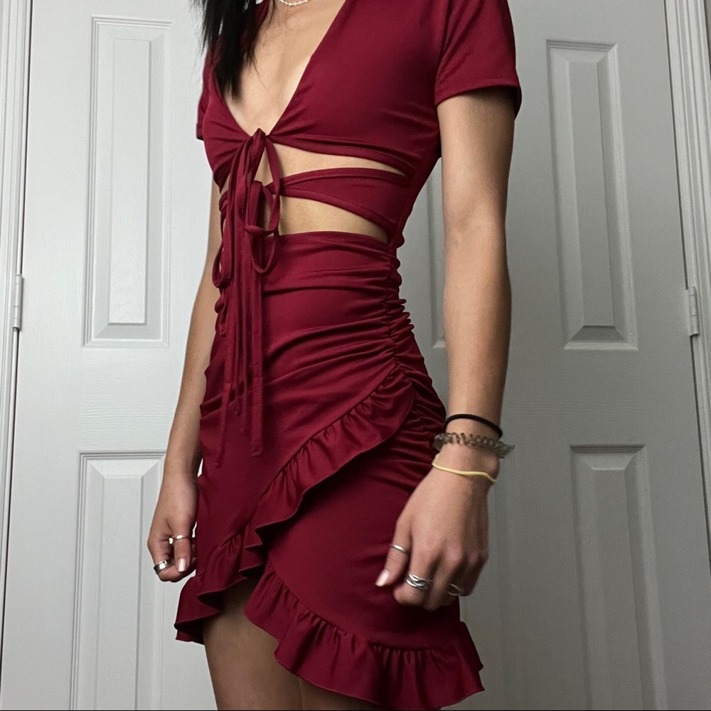 front tie bodycon dress